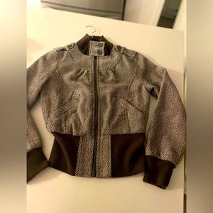 Ladies Apollo brown tweed crop zip front jacket
